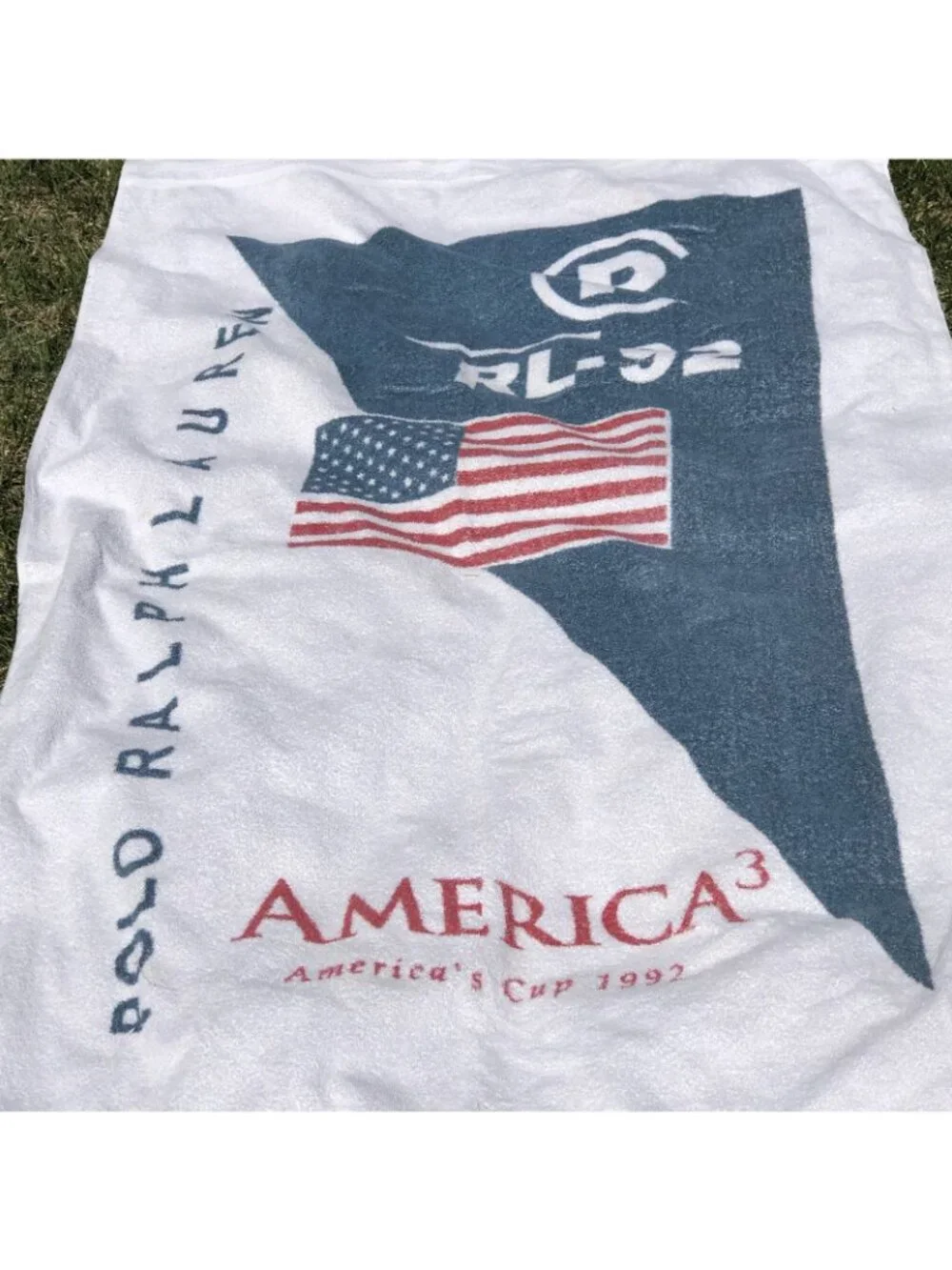 Vintage Polo Ralph Lauren RL-92 AMERICA'S CUP 1992 Sailing White Beach Towel